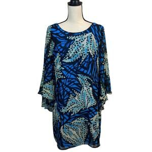 NWt Laundry by Shelli Segal Blue Bold Patterned Sheath Dress Size 8